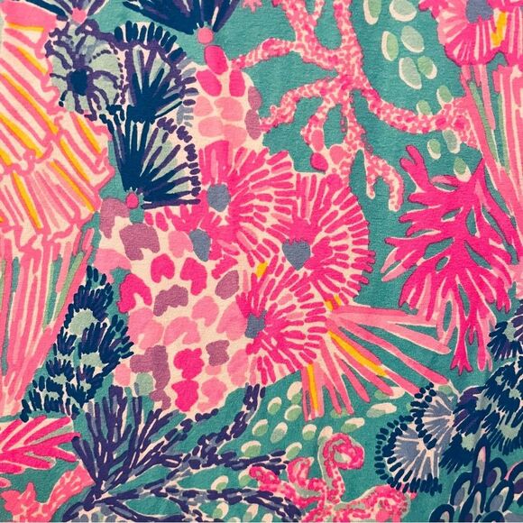 Lilly Pulitzer V Neck Sophiletta Dress Fished My Wish Multi EUC UPF 50 + LG - Picture 6 of 10